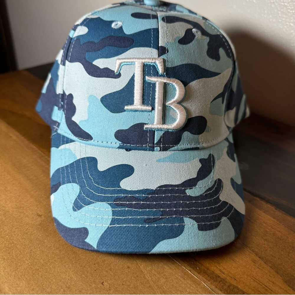 Tampa Bay Rays Blue Camo Snapback Hat TB Logo Cotton Cap New